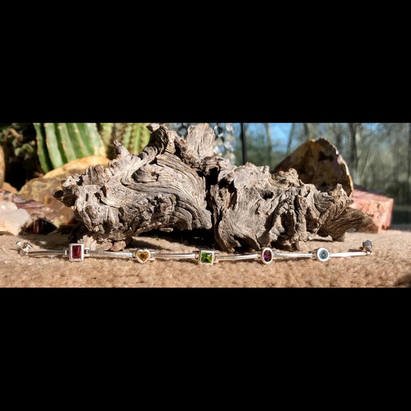 925 Bracelet 5 different,shaped,faceted,stones❣️ - Picture 1 of 6